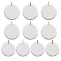 1 rinkinys sublimacinis keramikos ornamentas baltas apvalus tuščias ornamentas su virvele rankdarbiams „pasidaryk pats“ Kalėdų namų dekoravimui 10 pcs white