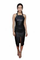 Black Dress Women's Handmade Stylish Party Genuine Leather Lambskin Casual Soft S juoda