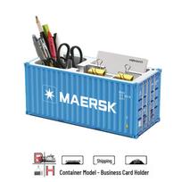 Individualaus logotipo stalinis rašiklio ir vizitinių kortelių laikiklis - MSK Container modelis White COSCO Pen Holder Business Card Holder