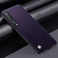 Prabangus PU odos dėklas Xiaomi Mi 10 Mi10 5G telefonui, silikoninis, atsparus smūgiams, pilnos apsaugos dėklas Xiaomi 10 Xiaomi10 telefonui For Xiaomi Mi 10 violetinė