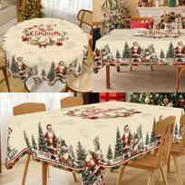 Kalėdinė staltiesė Rustiška Kalėdų Senelis Sniego Senis Xmas Stalo Dangalas Vintažinis Valgomojo Stalo Audinys Namų Svetainės Dekoravimui 140x180CM