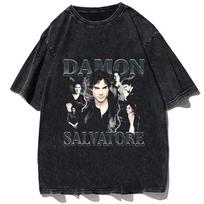 25 karštas mados topas Damon Salvatore vintažinis plovimas Ian Somerhalder moteriški marškinėliai gatvės stilius manga trumparankoviai laisvalaikio Harajuku M