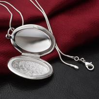 fashion sanke Chain Jewelry Silver Plated Photo Locket Necklace Round Box Pendant