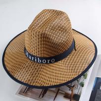 Summer Western Cowboy Hat Shading Straw Hat, Outdoor Travel Sunscreen Straw Hat Sun Hat, Scenic Hat Wholesale tamsiai mėlyna