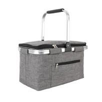 Oxford Fabric Camping Cooling Basket Easy Storage Family Camping Insulated Carrying Bag Fabric Texture for Picnics pilka spalva