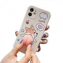 Men and Women Creative Funny Novelty Waving 3D Pink Butt Animals Soft TPU Silicone Rubber Phone Case, for iPhone 11||Corgi Butt White