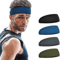Headband  Mens Sweatband & Sports Headband For Running, Cycling, Yoga, Basketball - Stretchy Moisture Wicking4pcs