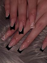 24Pcs Medium Square French Press On Nails Glitter Heart Acrylic Fake Nails With Gel File Kit For Daily Party United States