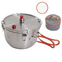 Stainless Steels Stove Pressure Cooker Meats Pots Portable Outdoor Cooking Pots Camping Cookware with Folding Handle