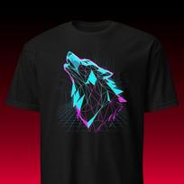 Retrowave Wolf Tee | Cyberpunk Aesthetic | Neon 80s Outrun Shirt 2XL