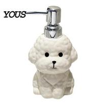 Hand Sanitizer Dispenser 400ML Ceramic Dog Soap with Plastic Pump, Puppy Shape Refillable Liquid Container, Empty Shower Gel Lotion Bottle sidabras