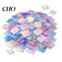 Lightweight Acrylic Craft Shapes Mini Iridescent Squares, Translucent Rainbow Pieces, 2cm 3cm Holographic School Project Supplies Tiles for 2cm 50pcs