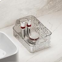Acrylic Cosmetic Organizer Space-saving Stackable Storage Box for Toiletries pilka spalva
