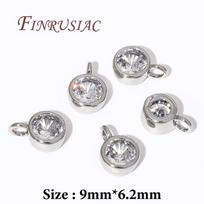 18K Gold Plated Brass with Rhinestone Charms For Jewelry,Round Pendant For Necklaces Making Findings,DIY Bracelets Accessories 2 pieces