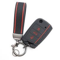 Key Fob Cover for VW Golf Tiguan MK7 MK2 Ateca Leon FR Ibiza with Keychain Anti-Scratch Guard Shockproof Protection Soft Grip Texture juoda