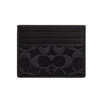 COACH Card Case Denim Card Holder Womens Silver Black One Size juoda