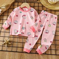 Kids Cotton Underwear Set Spring Autumn Boys Girls Pajamas Home Wear Long Sleeve Top And Pants Soft Comfortable Sleepwear 90cm