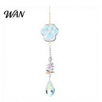 Multi-color Beaded Wind Chime Crystal Cat Paw Chimes, Suncatchers for Windows Hanging, Water Drop Pendant Prism Rainbow Maker Indoor Outdoor dangaus mėlyna spalva