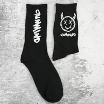 Trendy Street Style Breathable Cartoon Mid Tube Skateboard Socks Sports Socks Unisex Hosiery Cotton black-A