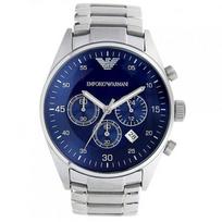 Emporio Armani AR5860 Mėlynas ciferblatas Chronografas Vyriškas laikrodis 43mm sidabras