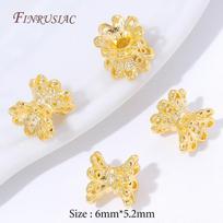 18K Gold Plated Hollow Filigree Double Layer Flower Bead Caps,Bead End Caps For DIY Bracelet Necklace Jewelry Making Supplies 5 pcs