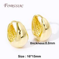 Trendy U Shape Earring Hoops Female 18K Gold Plated Brass Metal Earrings For Women Thick Chunky Huggie Earrings Jewelry 1 Pair