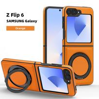 case for Samsung Z Flip 7 6 5 4 3 Wireless charging magnetic 360° rotating stand anti-drop protective case full coverage plain Galaxy Z Flip7 oranžinė