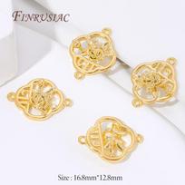 18K Gold Plated DIY Jewelry Making Findings,Vintage Hollow Floral Rose Multi Loop Connector,Handmade Earring Pendant Craft 2 pieces