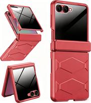 case for Samsung Z FLIP 7 privacy screen protector magnetic attraction protective case full coverage Shock Proof tough shell Galaxy Z Flip 7 raudona