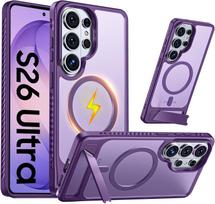 case for Samsung S26 S25 S24 S23 plus ultra frosted translucent protective case Magnetic Mounting Bracket full coverage plain Galaxy S26 violetinė