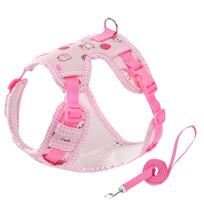 Adjustable Dog Harness Leash Set Escape-Proof Breathable Dog Harness Vest Cartoon Pattern Comfort Fit Pet Leash Pet Training (Pink,S) rožinė