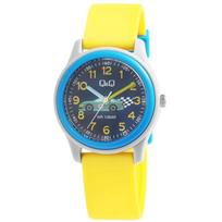 Montre enfant - Q&Q - Modèle voiture de course - Bracelet silicone jaune - Boîtier 32 mm - Étanchéité 10 bar geltona