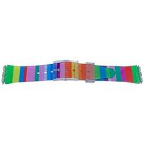 Watch strap - MY-MONTRE - Compatible Swatch - Multicolore - Silicone 17mm - 80-110mm gryna