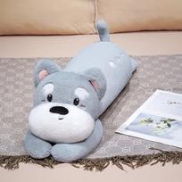 75-90cm Kawaii Shiba Inu Dog Long Plush Pillow Soft Stuffed Animal Puppy Husky Cartoon Toys Baby Accompany Dolls for Girls Gifts 75cm pilka spalva