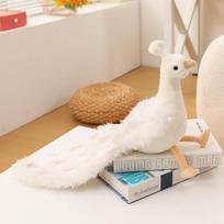 20/48cm Beautiful Peacock Plush Toys Lovely Open Screen Peacock & Long Tailed Peacock Dolls for Decoration Gift beige