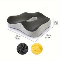 1PCS Memory Foam Office Chair Seat Cushion - Ergonomic Lumbar Support Breathable Office Chair Anti-Slip Mat with Airflow Design 40x38cm šviesiai pilka spalva