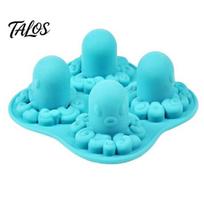 Food-grade TPR Ice Tray Octopus Cube Mold, 4 Grid Maker, Food Grade Soft Mold Easy Release for Jelly Chocolate Drinks And Cocktails Unique Shaped mėlyna