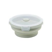 Solid Colors Foldable Silicone Lunch Box Multiple Sizes Silicone Collapsible Bowl  Outdoor Picnic 350ml žalia