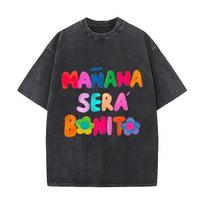 Manana Sera Bonito Spanish Text Art Daily Commute Vintage Distressed T Shirt Loose Washed Sleeve S