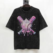 Baseball Bat Ice Cream Watercolor T Shirt Washed 100 Cotton Harajuku TShirts  for Men Women Streetwear Summer Tops Tees S