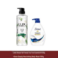 LUX Freesia Tea Tree Oil & Deep Nourishing Shower Gel Duo Pack