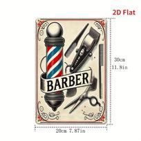 Vintage Barber Shop Tin Sign Metal Wall Art with Scissors Comb  Striped Pole Rustic Decor for Home Garage Farmhouse 20x30cm（7.8x11.8inch）