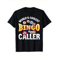 Men's Bingo Caller T-Shirt - World's Coolest Bingo Number Caller with Bingo Print (B1-B90) - 100% Cotton Loose Fit Retro Bingo Game Party Outfit - S juoda