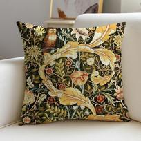Patterns By William Morris Cushion Cover Cushion Cover Pillowcase, Anti-Mite Invisible Zipper, Linen Sofa Cushion Peach skin 18*18(CM)-1Pcs