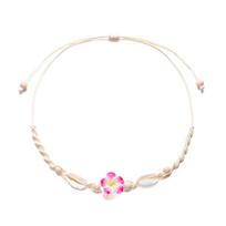 Bohemia Shell Beads Necklace Adjustable Chain Choker Sweet Flower Clavicle Chain  Girls rožinė