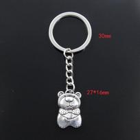 Naujas raktų pakabukas, 27x16 mm, meškiuko pakabukai „pasidaryk pats“ vyriški automobilio raktų pakabuko žiedo laikiklis, raktų pakabukas, suvenyras, papuošalas, dovana sidabras