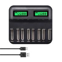 Daugiafunkcis įkroviklis 8 lizdų LCD ekranas USB išmanusis akumuliatoriaus įkroviklis, skirtas AA AAA SC CD dydžio įkraunama baterija 1,2 V Ni-MH Ni-CD greitasis įkroviklis 1PCS