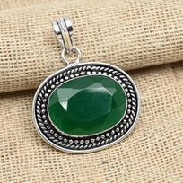 Green Onyx Gemstone 925 Sterling Silver Handmade Pendant For Women 1.77 Inches žalia