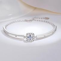S925 Sterlingo sidabro apyrankė moterims, europietiško ir amerikietiško retro stiliaus, su Asscher deimantu, reguliuojama apyrankė 925 white