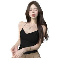 Girls' Neck Hanging Strap Slim Fit Sexy Fashion Strap Tank Top One Size juoda